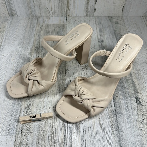 New CALL IT SPRING RHIA Twisted Flat Toe High Block Heel Sandals #786 - Picture 10 of 11